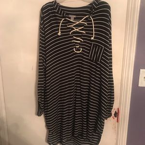 Striped Lace-Up Tunic